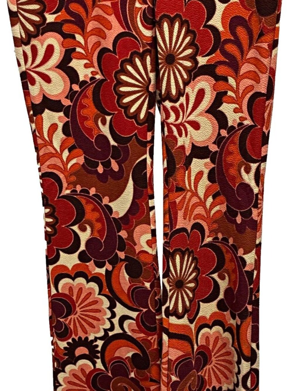 Flirtatious Floral 70s Yoga Leggings S Multicolor Stretch Elastic Waist